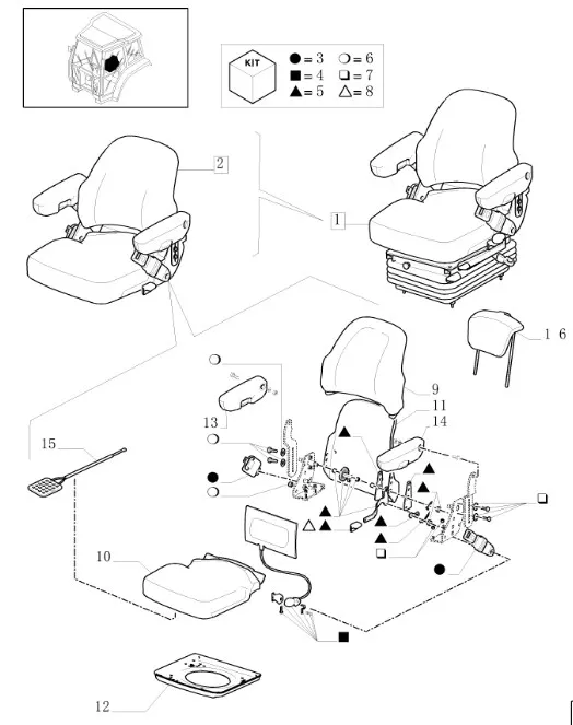 47127917 - Комплект кронштейна сидения трактора